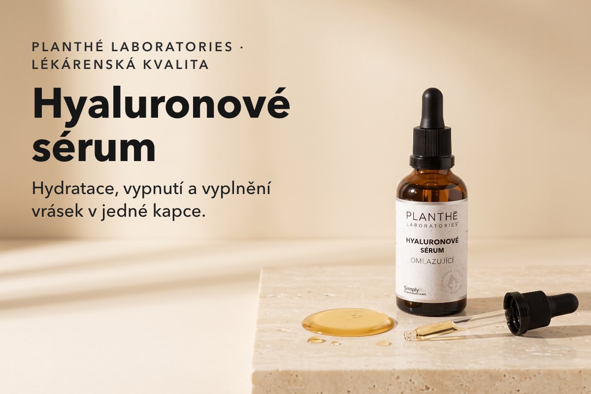 PLANTHÉ Hyaluronové sérum omlazující 50 ml – lékárenské sérum s kyselinou hyaluronovou pro hydrataci, vypnutí a vyplnění vrásek